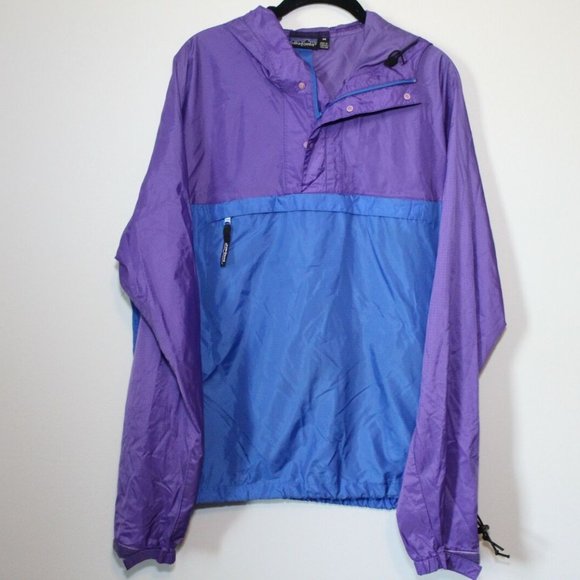 Vintage 90's Patagonia Hooded Pullover Windbreaker Jacket Purple Blue M H12795 - Picture 2 of 13